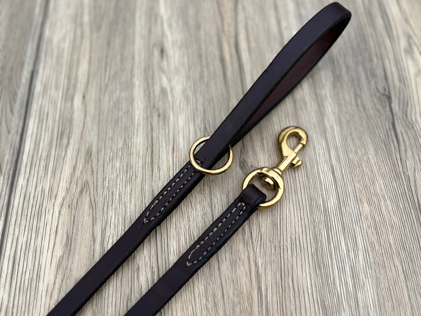 1/2" Top Grain Stitched Leather Leash