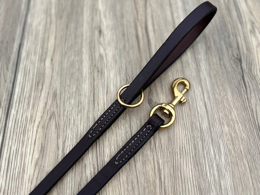 1/2" Top Grain Stitched Leather Leash