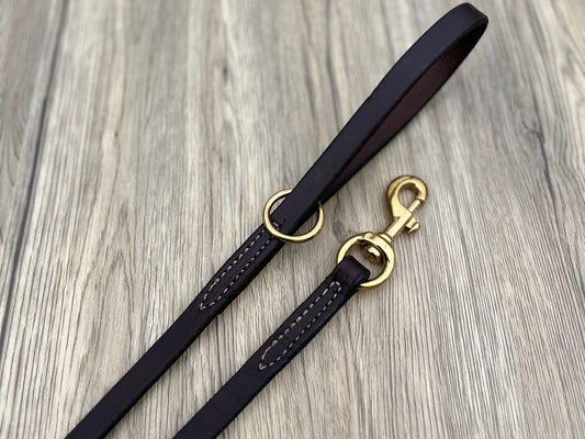 5/8" Top Grain Stitched Leather Leash