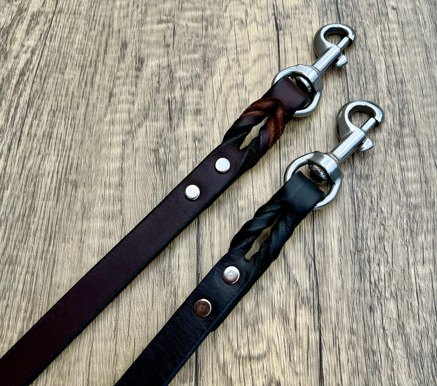 1" Top Grain Braided Leather Leash