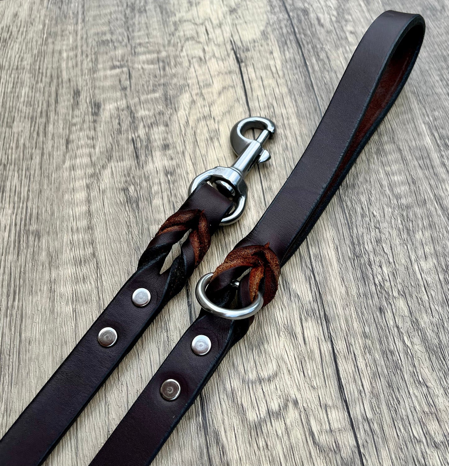 1" Top Grain Braided Leather Leash